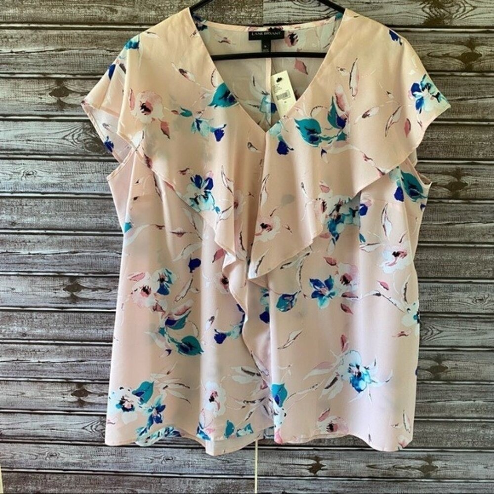 Lane Bryant Women's Blouse Size 16 Light Pink Floral NWT